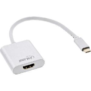 InLine USB Display Konverter - USB Typ-C Stecker zu HDMI Buchse (DP Alt Mode) - 4K2K - silber - 0.2m